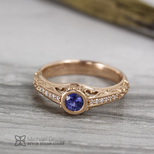 rose gold sapphire ring with diamonds